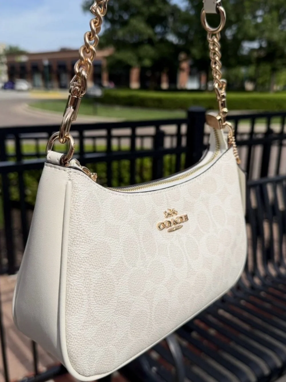 Coach Chalk Logo Mini Shoulder Bag with Gold Hardware